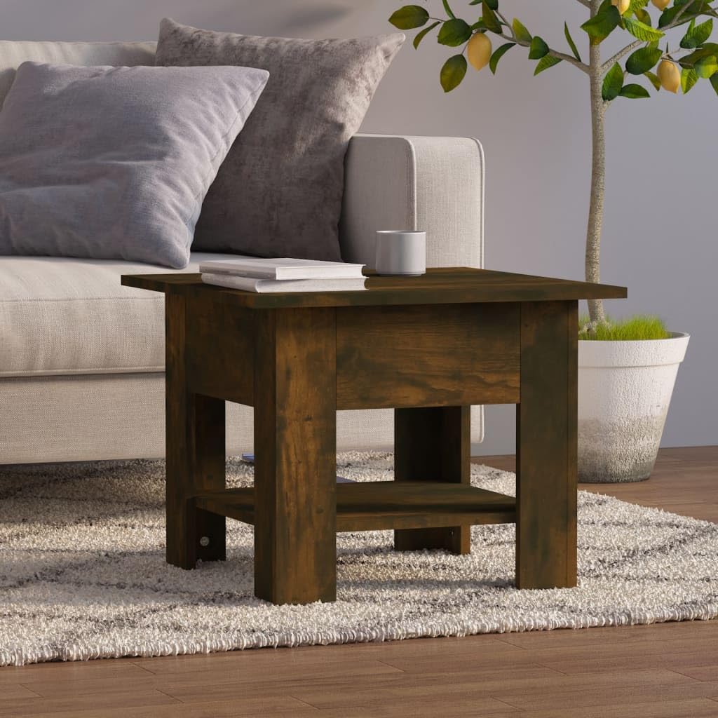 Modern Smoked Oak Coffee Table 21.7x21.7x16.5 Inches - Engineered Wood Living Room Furniture (Brown) - Perfect for Small Spaces, Apartments & Cozy Home Decor