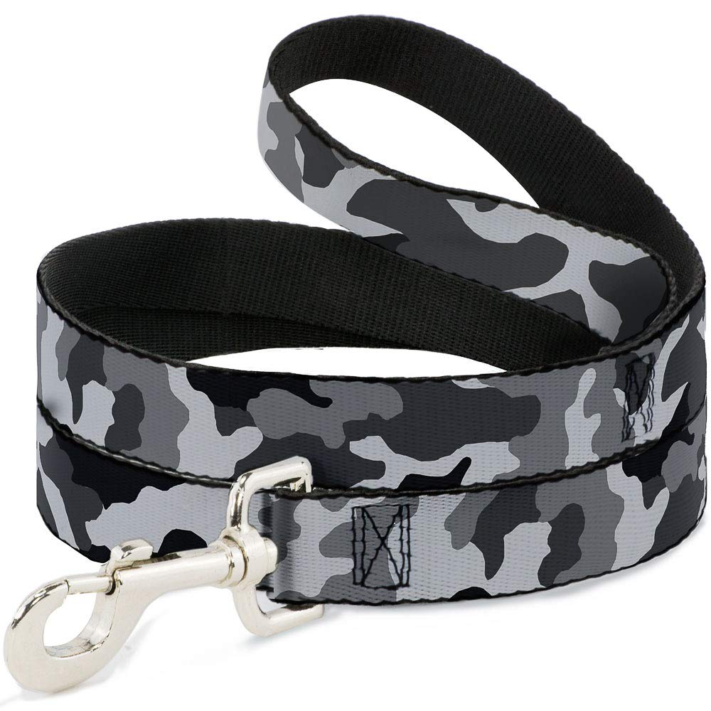 Buckle-Down Camo White Dog Leash - 4 Feet Long, 1.5 Inch Wide - Heavy Duty Pet Walking Lead for Medium to Large Dogs - Perfect for Hiking, Running & Outdoor Adventures