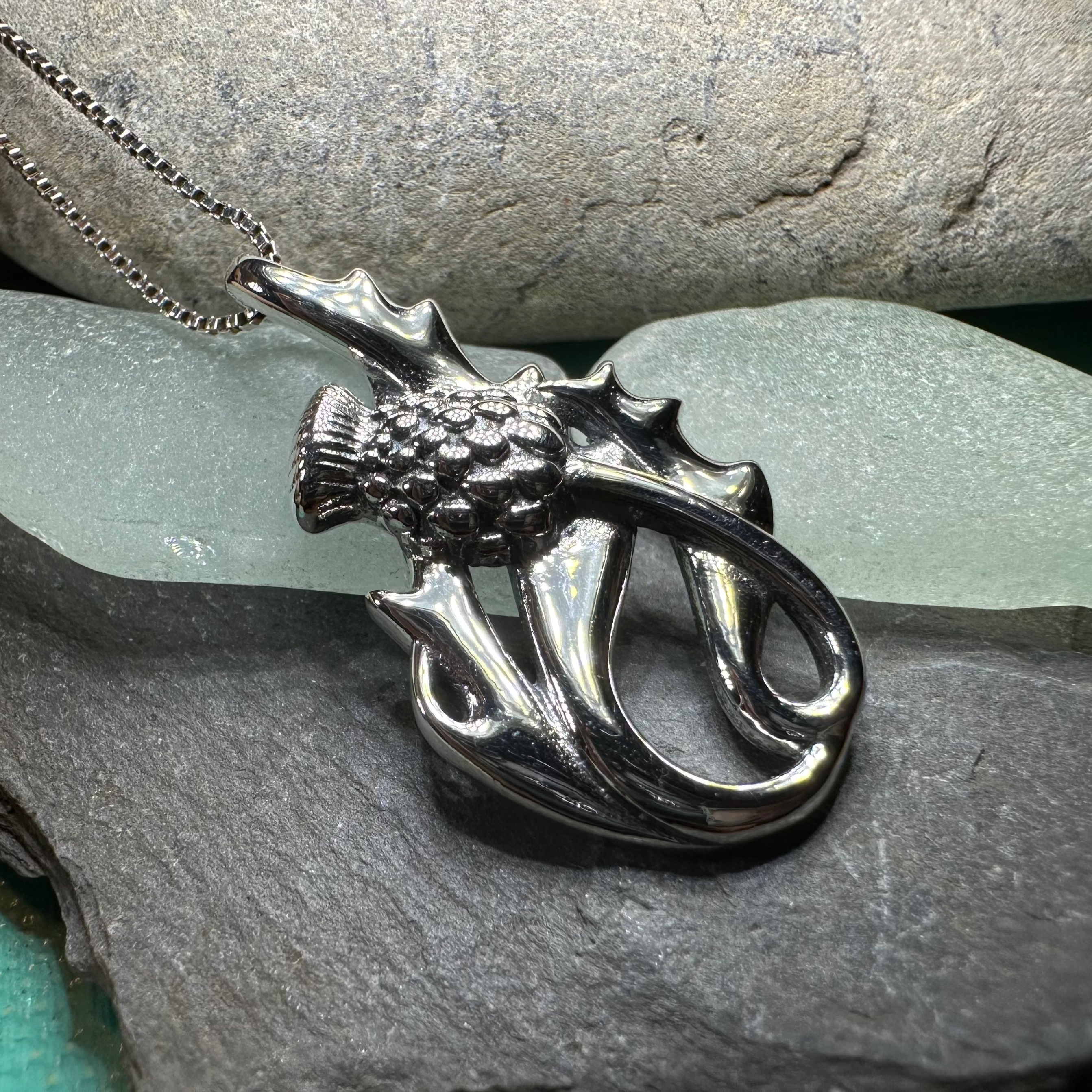 Daleina Scottish Thistle Necklace - Sterling Silver Celtic Pendant with Chain for Women - Perfect for St. Patrick's Day, Scottish Heritage Events & Everyday Elegance