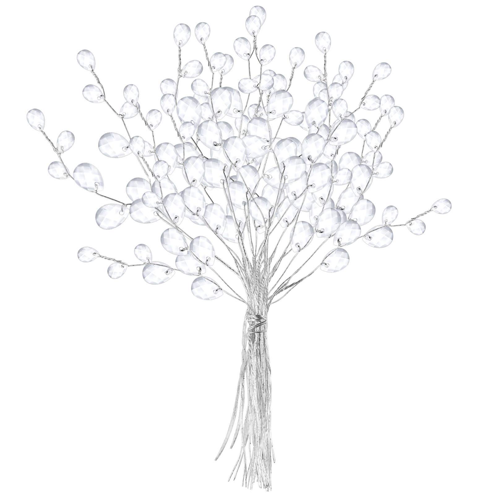 IMIKEYA 50-Piece Acrylic Crystal Flower Bouquet - Artificial Beaded Floral Arrangement with Acrylic Drop Flowers for Wedding Centerpieces, Home Decor, and Party Decorations