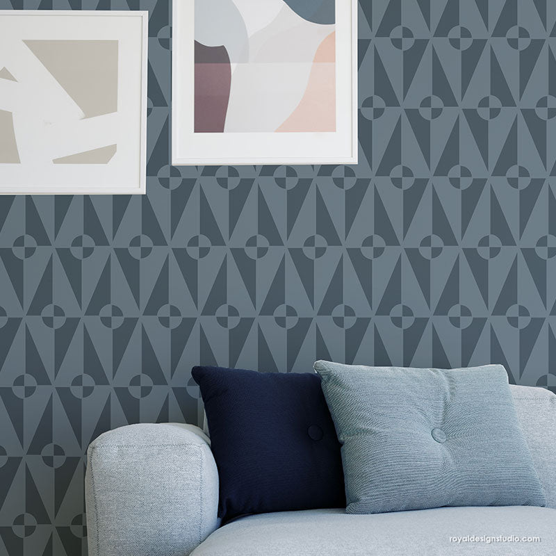 Marlow Modern Allover Stencil - Reusable DIY Wall Stencil for Home Decor, Painting, and Craft Projects - Perfect for Bedroom, Living Room, and Nursery Wall Art Design