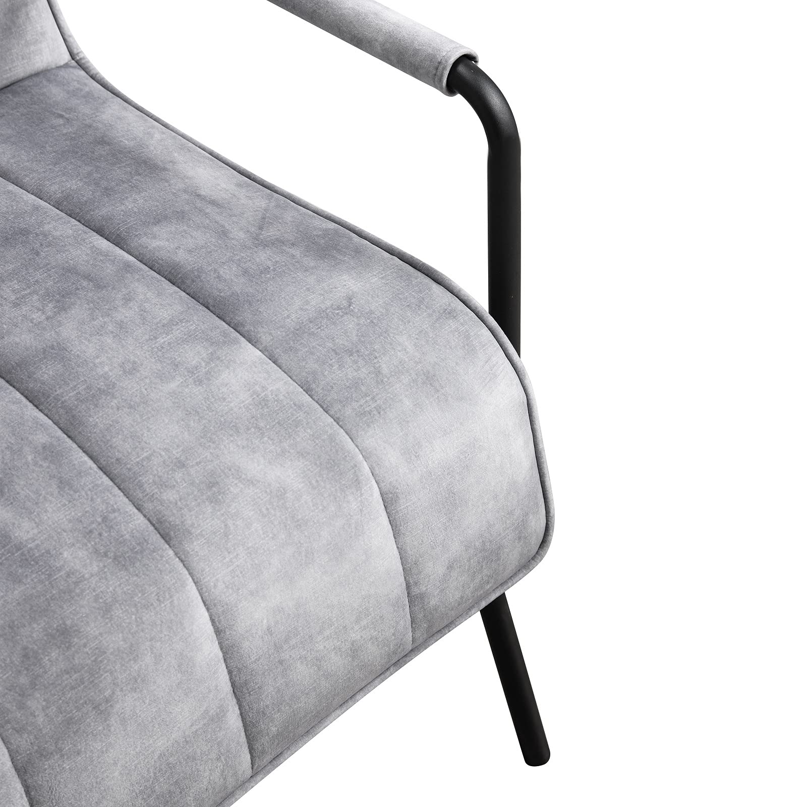 Mid-Century Modern Accent Chair - Plush Upholstered Fabric Armchair with Thick Cushioned Seat | Comfortable Living Room, Study, Bedroom & Vanity Chair by OCTANS (Grey) | Perfect for Reading Nooks, Home Offices & Cozy Spaces