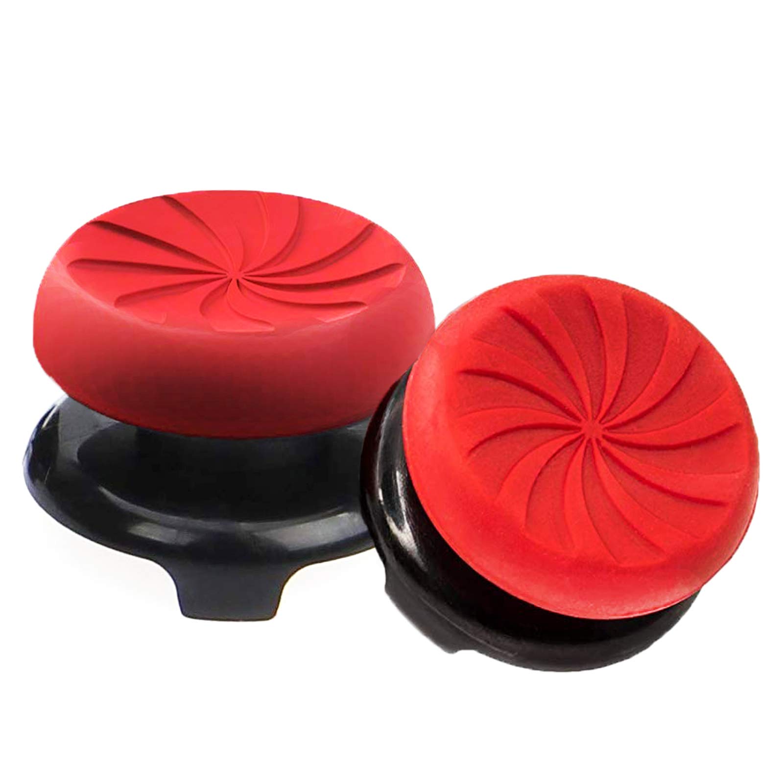 TEUVO Silicone Thumbstick Grips for PS4 & PS5 Controller - Improve Aiming, Reduce Thumb Fatigue - Red (2 Pack) - Perfect for Gaming, FPS & Long Play Sessions