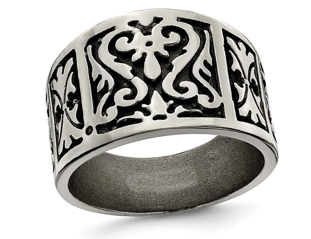 Men's Titanium Flat Casted Band Ring - 14mm Width, Durable & Hypoallergenic Wedding Band for Men, Perfect for Everyday Wear & Special Occasions