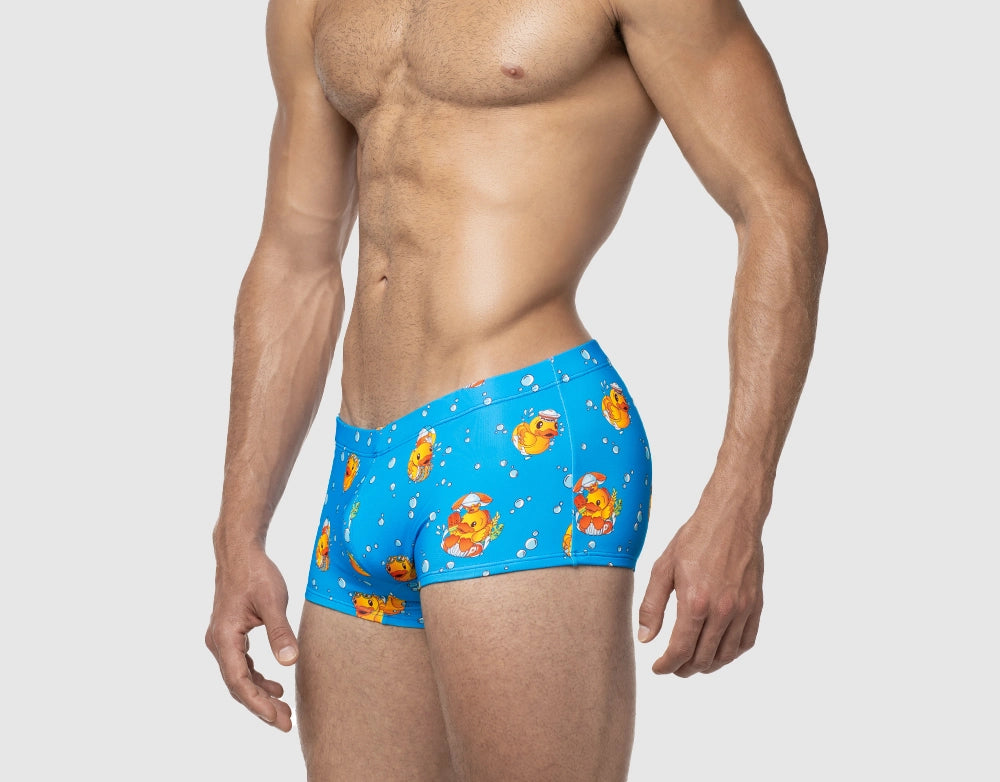 PUMP! Water Cheeky Swim Boxer Ducky Blue - Quick-Dry Men's Swim Trunks for Beach, Pool & Summer Water Activities