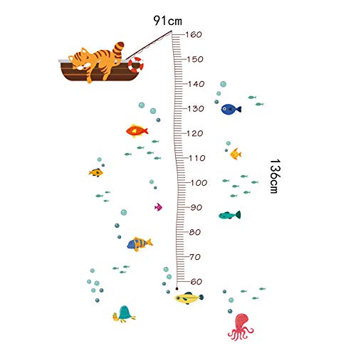 Colorful Cat Height Growth Chart Wall Stickers - DIY Kids Room Decor for Baby & Toddler - Perfect for Nursery, Playroom & Birthday Party Decorations