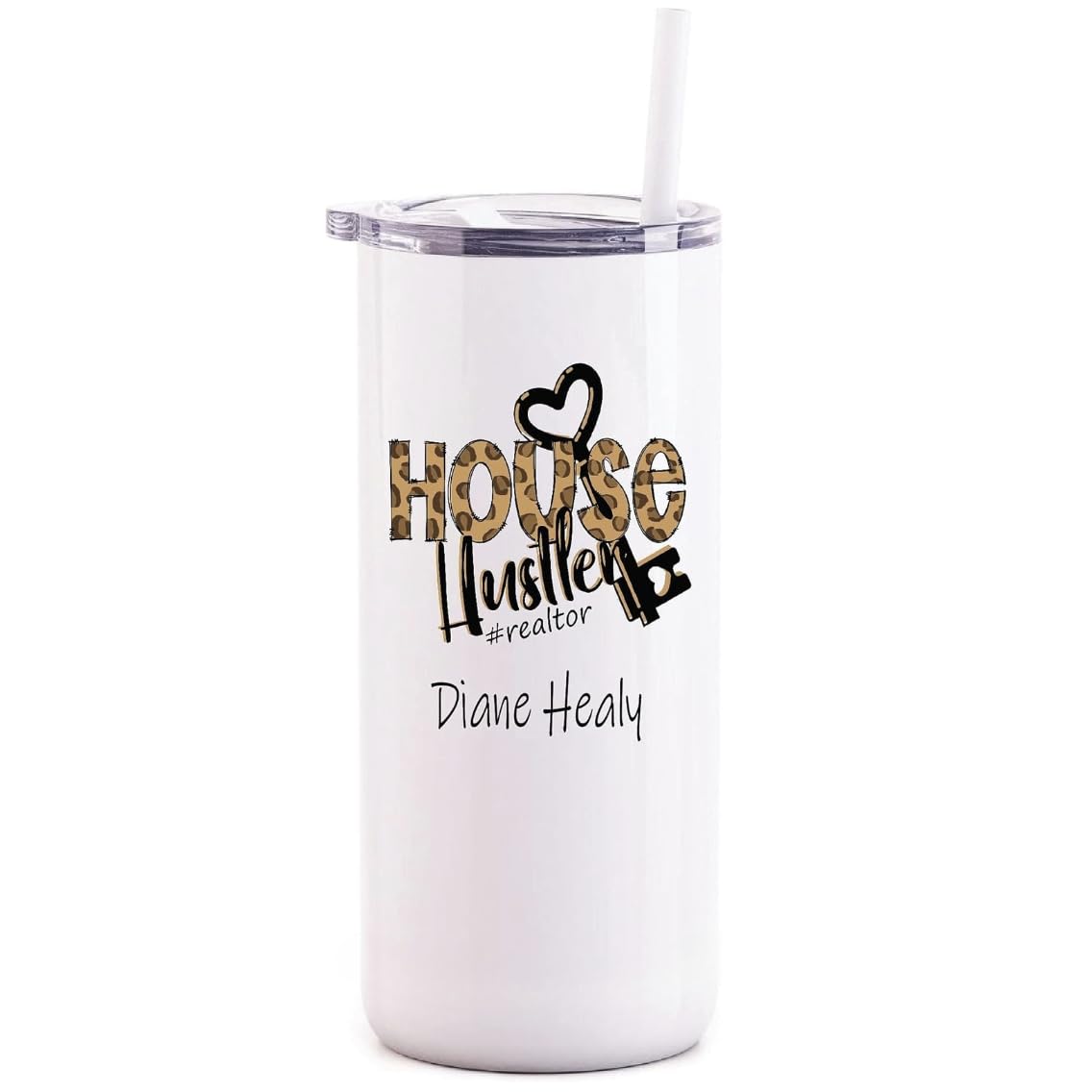 **18oz Personalized Realtor Tumbler - Stainless Steel Vacuum Insulated Cup with Lid & Straw - Ideal Closing Gift for Real Estate Agents & House Hustlers - Perfect for Coffee, Tea & Cold Drinks On-The-Go**