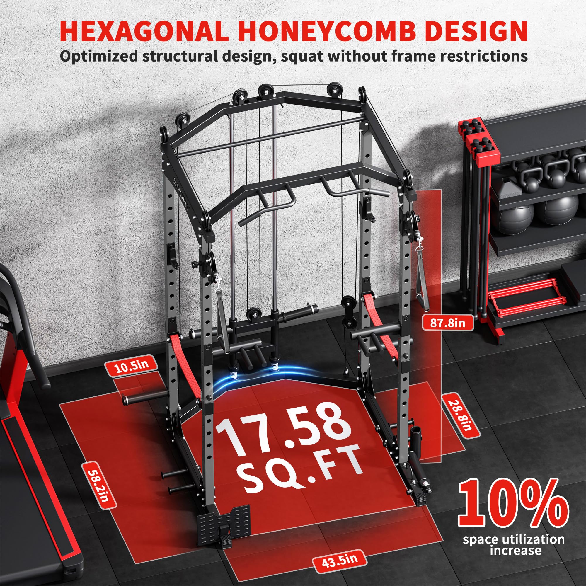 Heavy Duty Power Rack 1600LBS Capacity - Squat Rack with Cable Crossover System & Pull-up Bar - Multifunctional Home Gym Equipment for Strength Training - Perfect for Garage Gym, CrossFit & Weightlifting Workouts