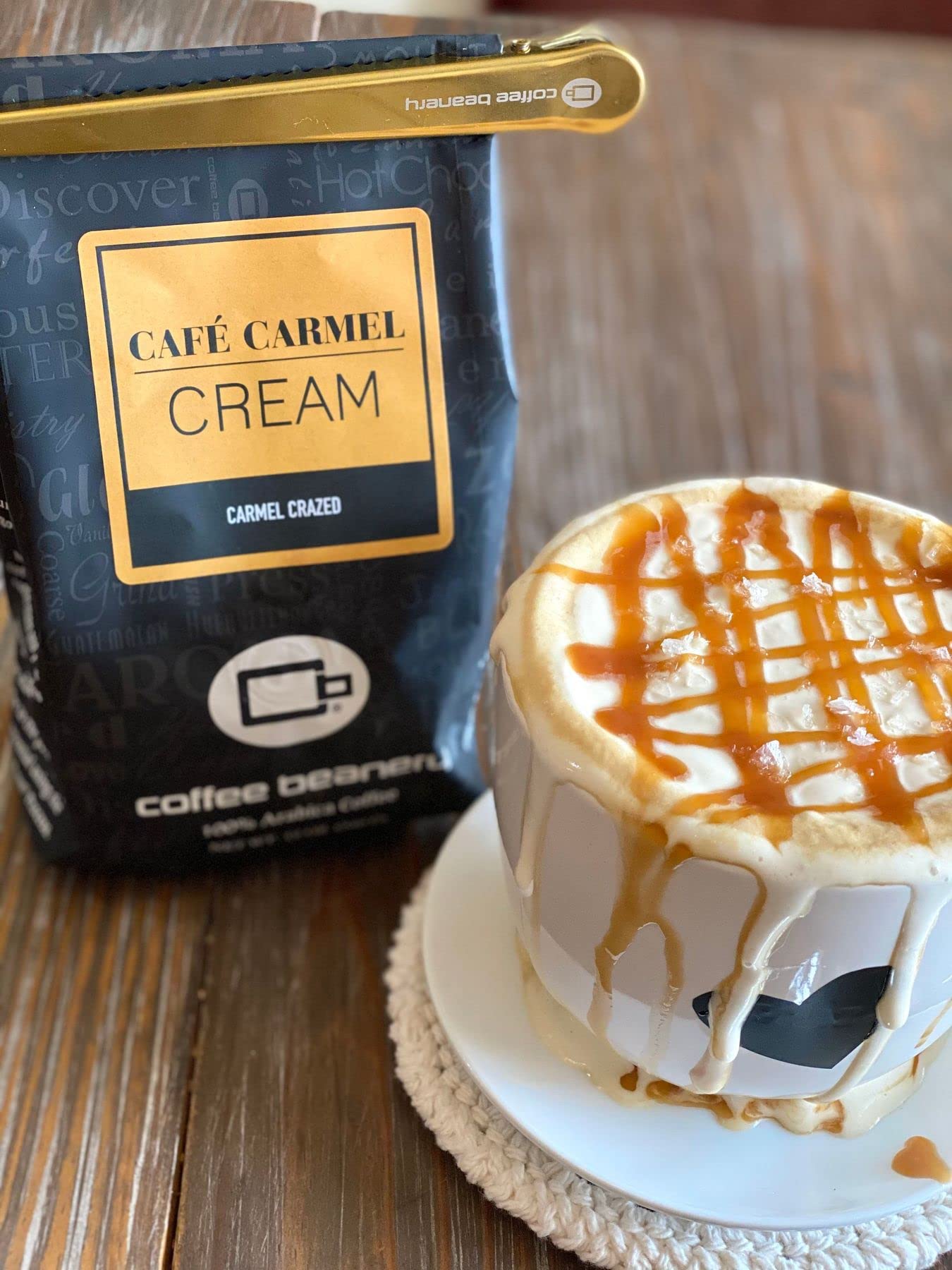 Premium Cafe Carmel Cream Flavored Coffee - 100% Arabica Specialty Medium Roast Whole Bean (3LB Bag) - Rich & Smooth for Home Brewing, Office Use & Gifts