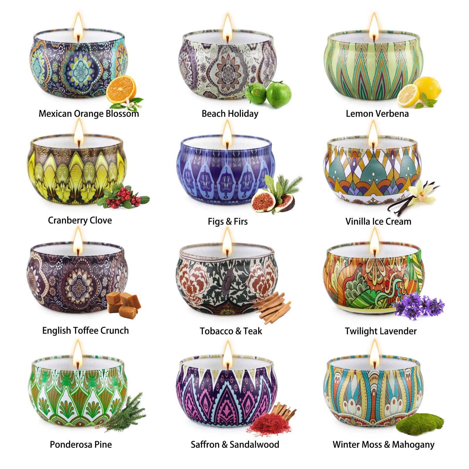 12 Pack Scented Candles Gift Set - 300 Hour Long Lasting Soy Wax Aromatherapy Candles for Home, Birthday Gifts for Women with Elegant Gift Box | Perfect for Relaxation, Meditation & Home Decor