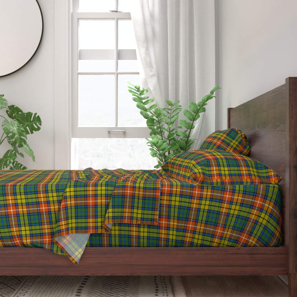 100% Cotton King Size 4-Piece Bed Sheet Set - Ancient Tartan Plaid Scottish Kilt Print Custom Bedding | Soft & Breathable Luxury Sheets for Modern Home Decor | Perfect for Guest Rooms, Master Bedrooms & Cozy Winter Nights