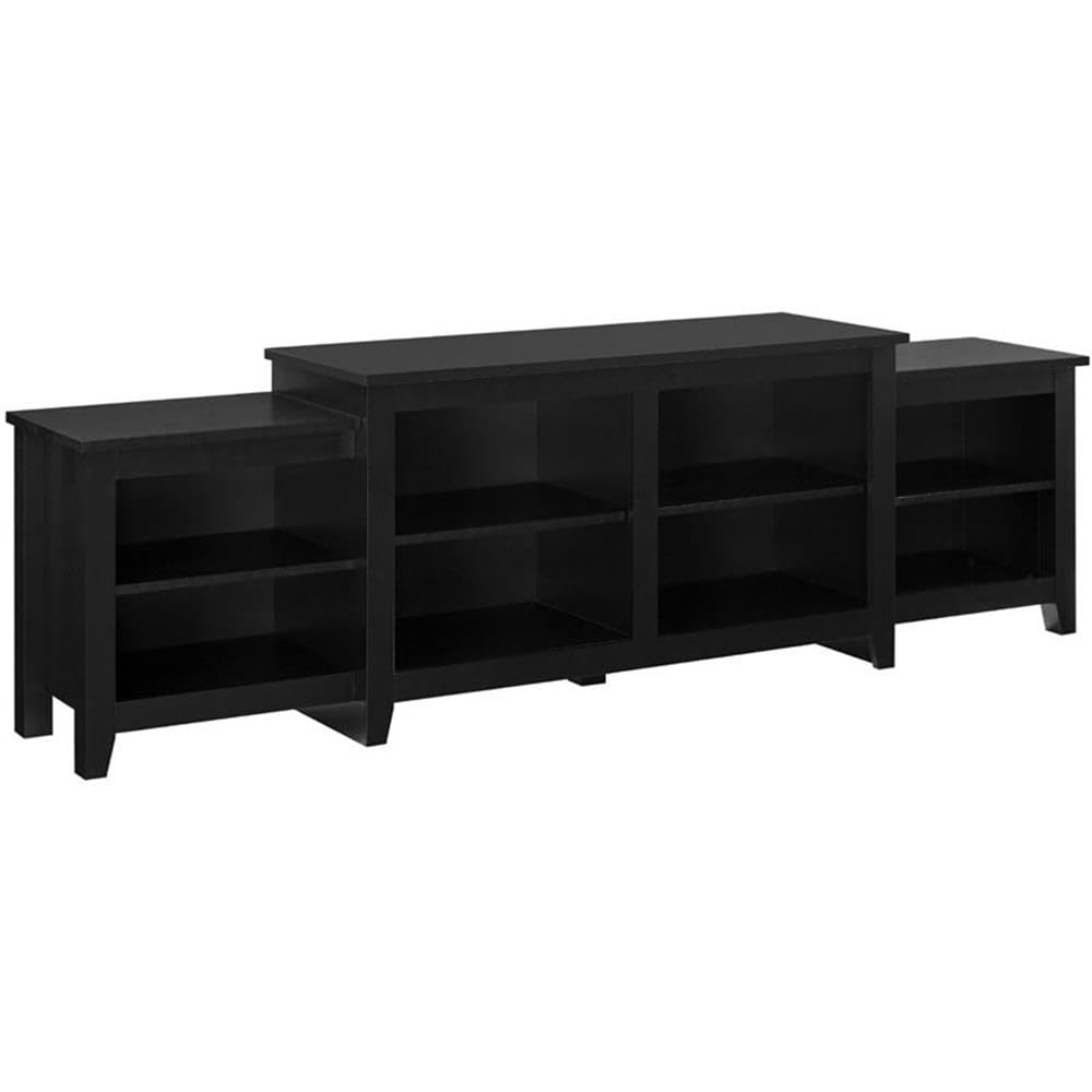 Walker Edison Lewis 3-Tier Open Storage TV Stand for TVs up to 50 Inches, Black - Perfect for Living Room, Bedroom & Home Theater Organization