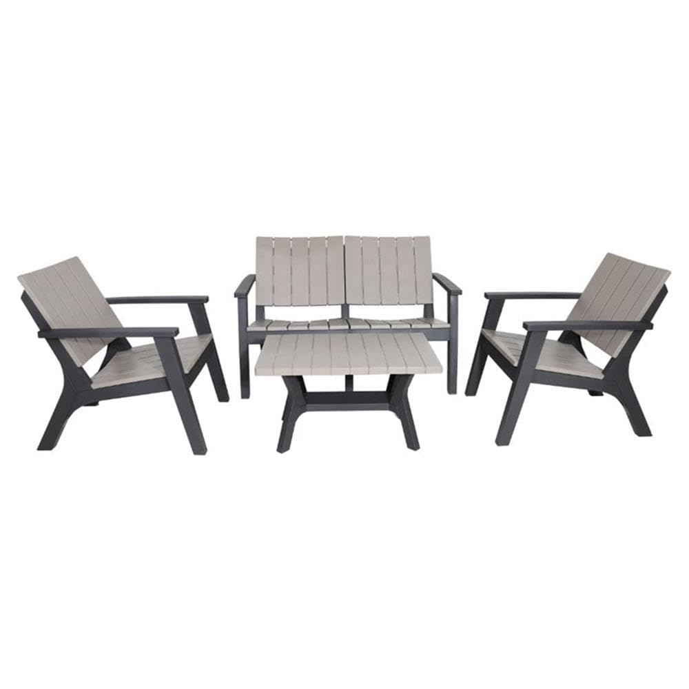 4-Piece Patio Sofa Set - Waterproof Outdoor Furniture with Cushions, Black & Gray - Perfect for Garden, Backyard, Poolside & Patio Relaxation