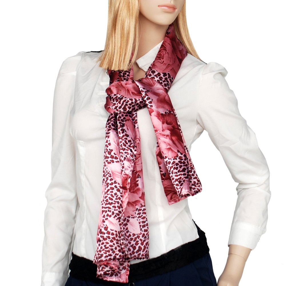Brando Pink Leopard & Rose Floral Print Soft Fashion Scarf for Women - Cozy Winter Accessory, Perfect for Outfits, Parties & Gift Giving