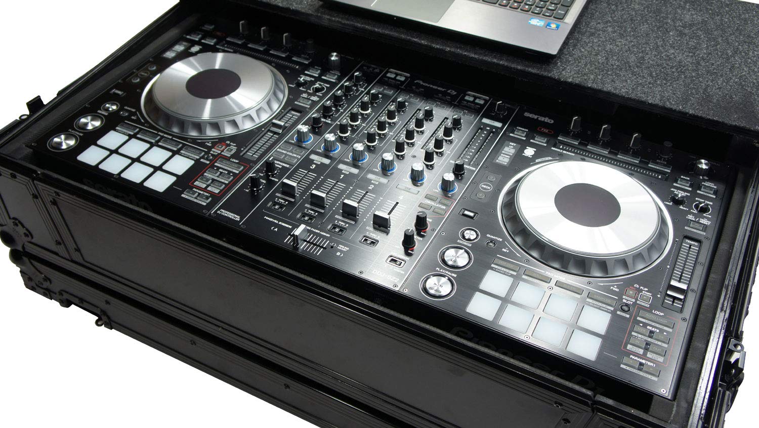 Harmony Audio HCDDJSZLTBKTR DJ Laptop Stand - Adjustable Upper & Lower Glide Case for Pioneer DDJ-SZ Controller - Perfect for DJs, Music Producers & Live Performances