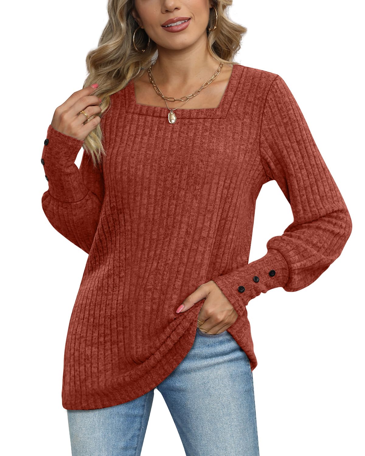 Women's Long Sleeve Crew Neck Sweatshirt with Ruffle Sleeve - Casual Tunic Top for Fall & Winter - Perfect for Office, Date Night and Weekend Outfits