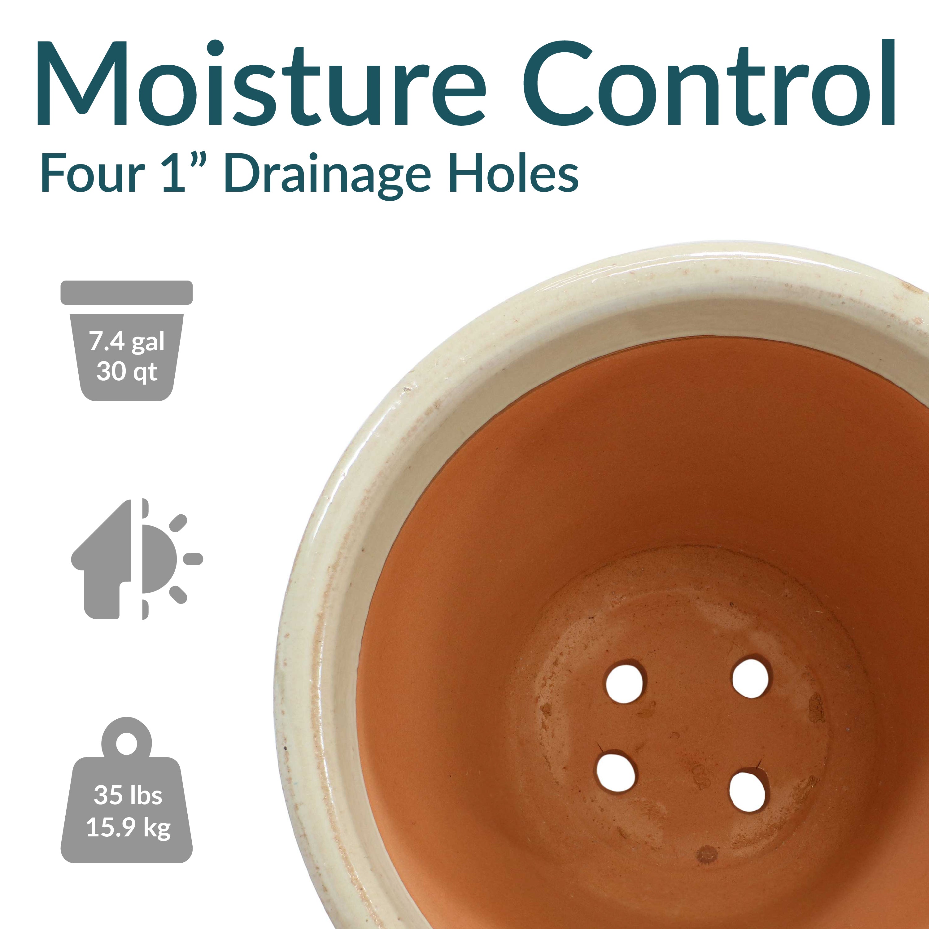 Sunnydaze Studio Round Glazed Ceramic Planter with Drainage Hole - Indoor Outdoor Flower Pot for Plants, Succulents, Herbs - Perfect for Patio, Garden, Balcony Decor