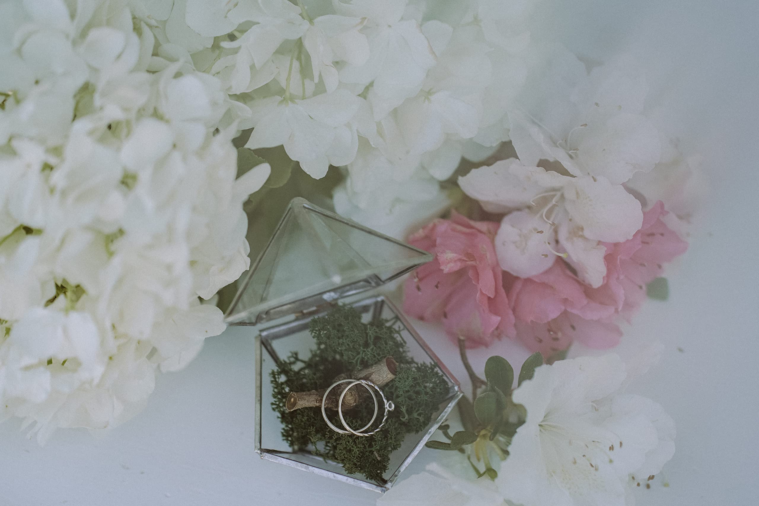 Silver Glass Wedding Ring Box - Proposal & Engagement Holder for Jewelry
