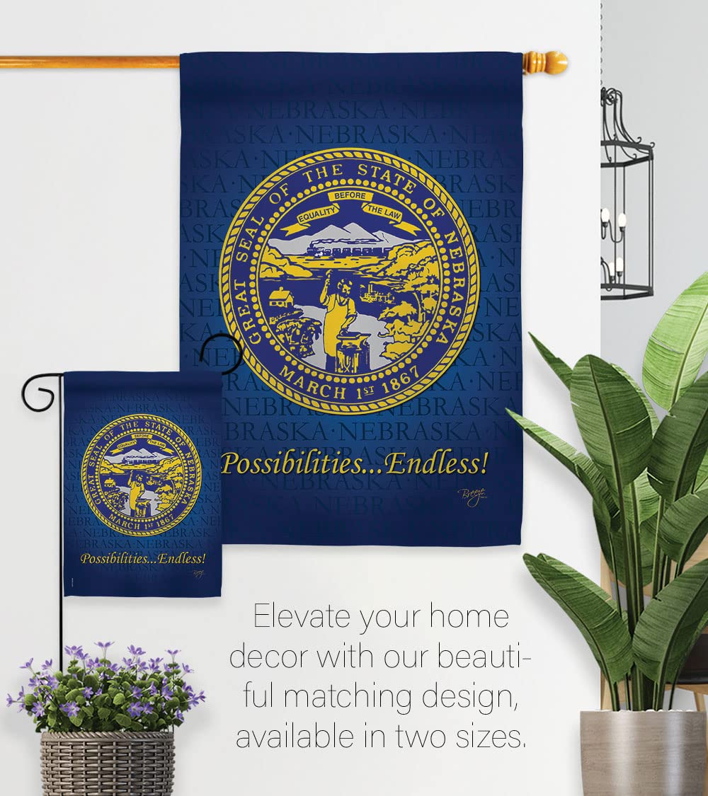 Nebraska Americana House Flag Set 28x40 with Pole - Patriotic Outdoor Decor