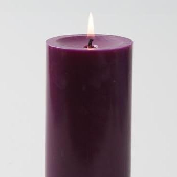 12 Pack Eastland Glass Cylinder Vases 7.5 Inch & 12 Richland Pillar Candles 6 Inch Purple - Perfect for Wedding Centerpieces, Home Decor, and Romantic Dinner Settings