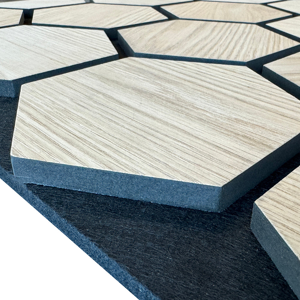 Hexagon WOODFLEX Acoustic Wood Wall Panels - Soundproofing & Decorative Wall Tiles for Home Theater, Office & Studio (Sample)