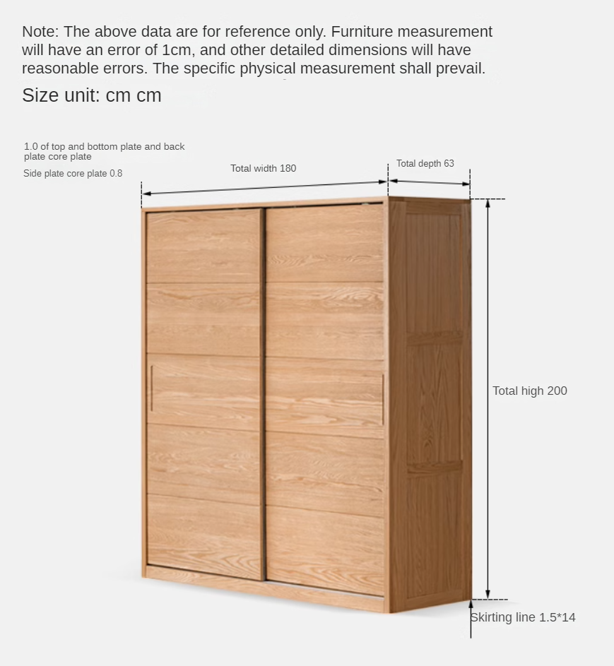 Solid Oak Wood Sliding Door Wardrobe Closet - Modern & Durable Storage for Bedroom, Living Room, or Walk-In Closet Organization