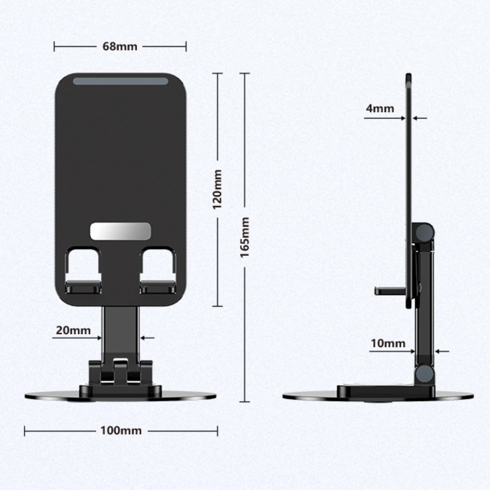 Portable Aluminum Foldable Phone Stand Holder with 360° Rotating Base - Adjustable Height & Angle - Perfect for Home Office, Video Calls, Watching Movies & Hands-Free Use (Compatible with All Smartphones)