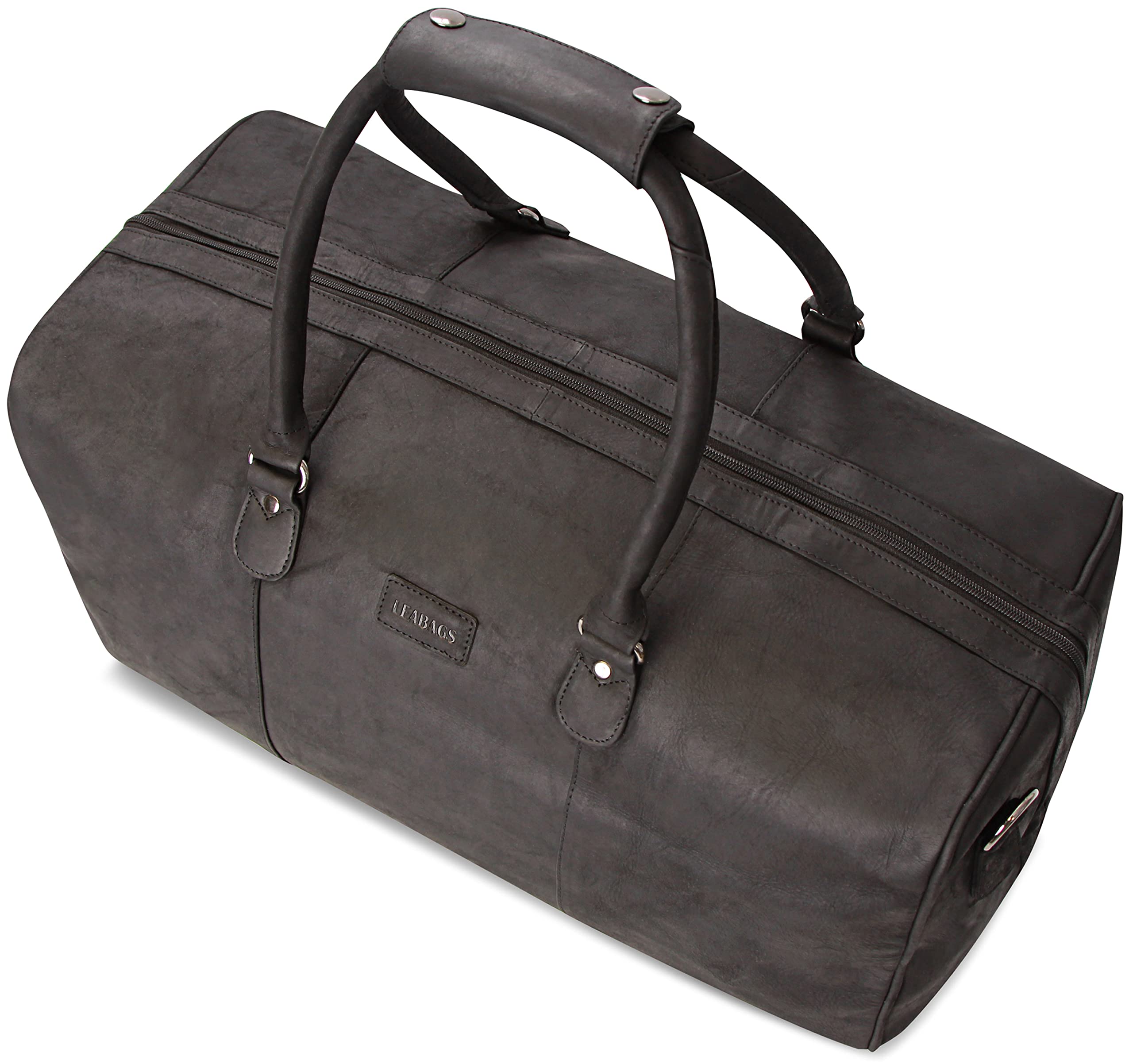 Leabags Genuine Leather Weekender Bag - 40L Premium Travel Duffle for Gym, Sports & Airplane | Stylish Carry-On Luggage for Women & Men | Perfect for Weekend Getaways, Business Trips & Workout Sessions