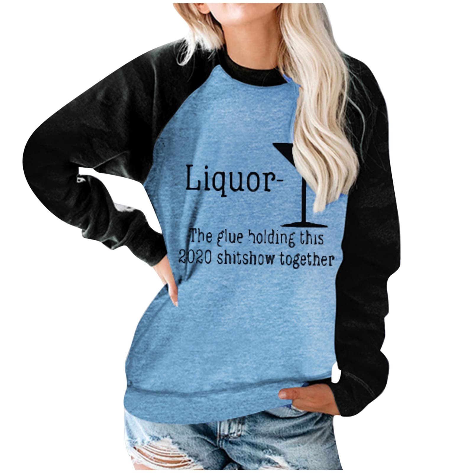 Women's Thick Long Sleeve Crewneck Blouse - Loose Casual Printed T-Shirt for Fall | Perfect for Office Wear, Weekend Outfits & Layering in Cool Weather