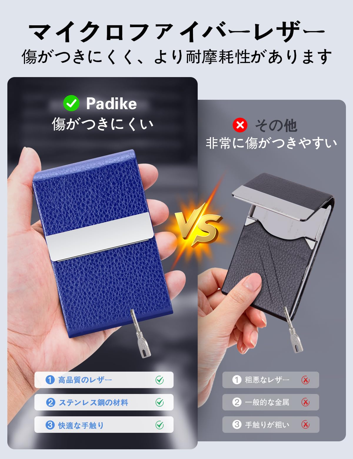 Premium PU Leather Business Card Holder - Slim Metal Pocket Card Case with Magnetic Closure for Professionals (Blue) - Perfect for Networking Events, Business Meetings & Office Use
