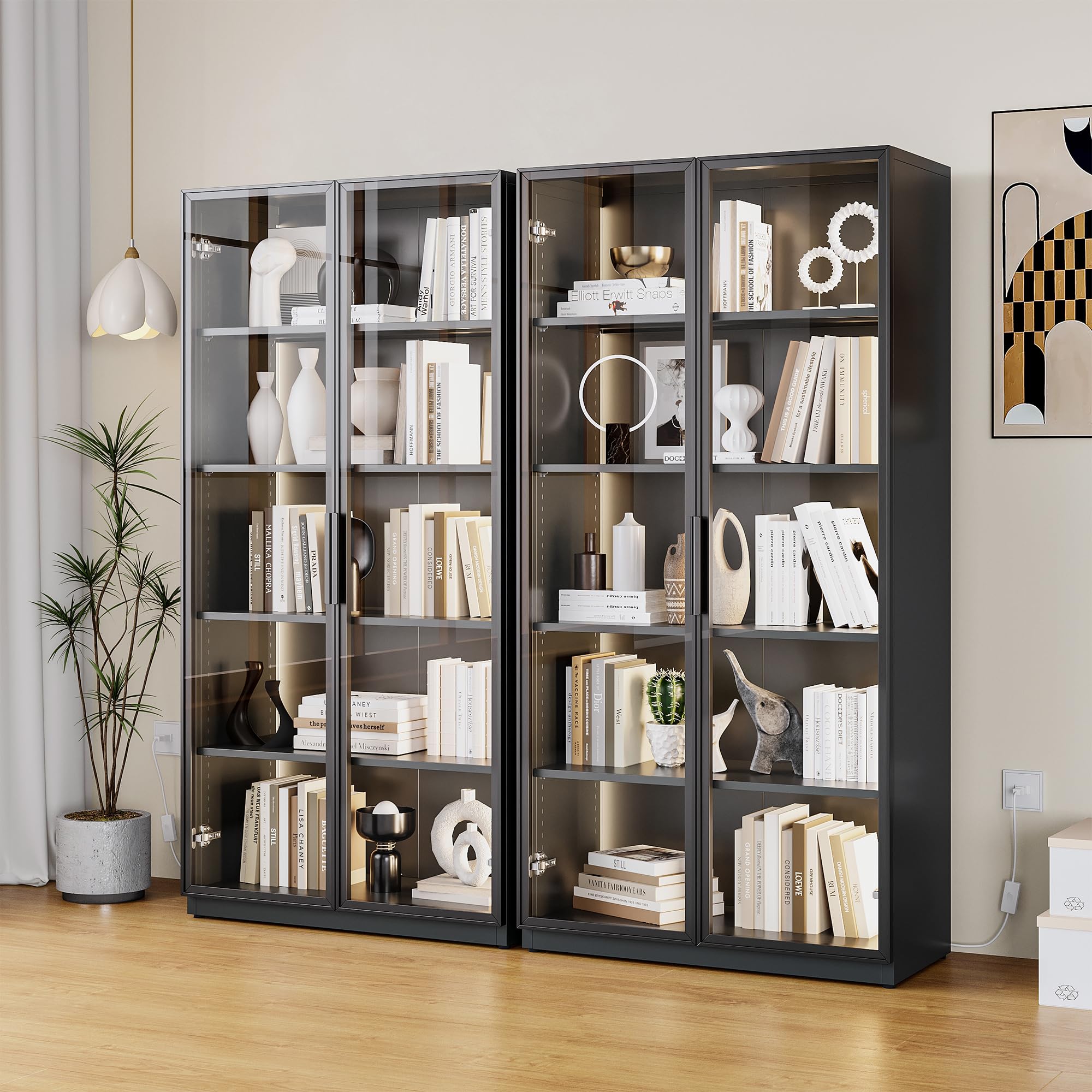 Tall Glass Display Cabinet with Lights - 63