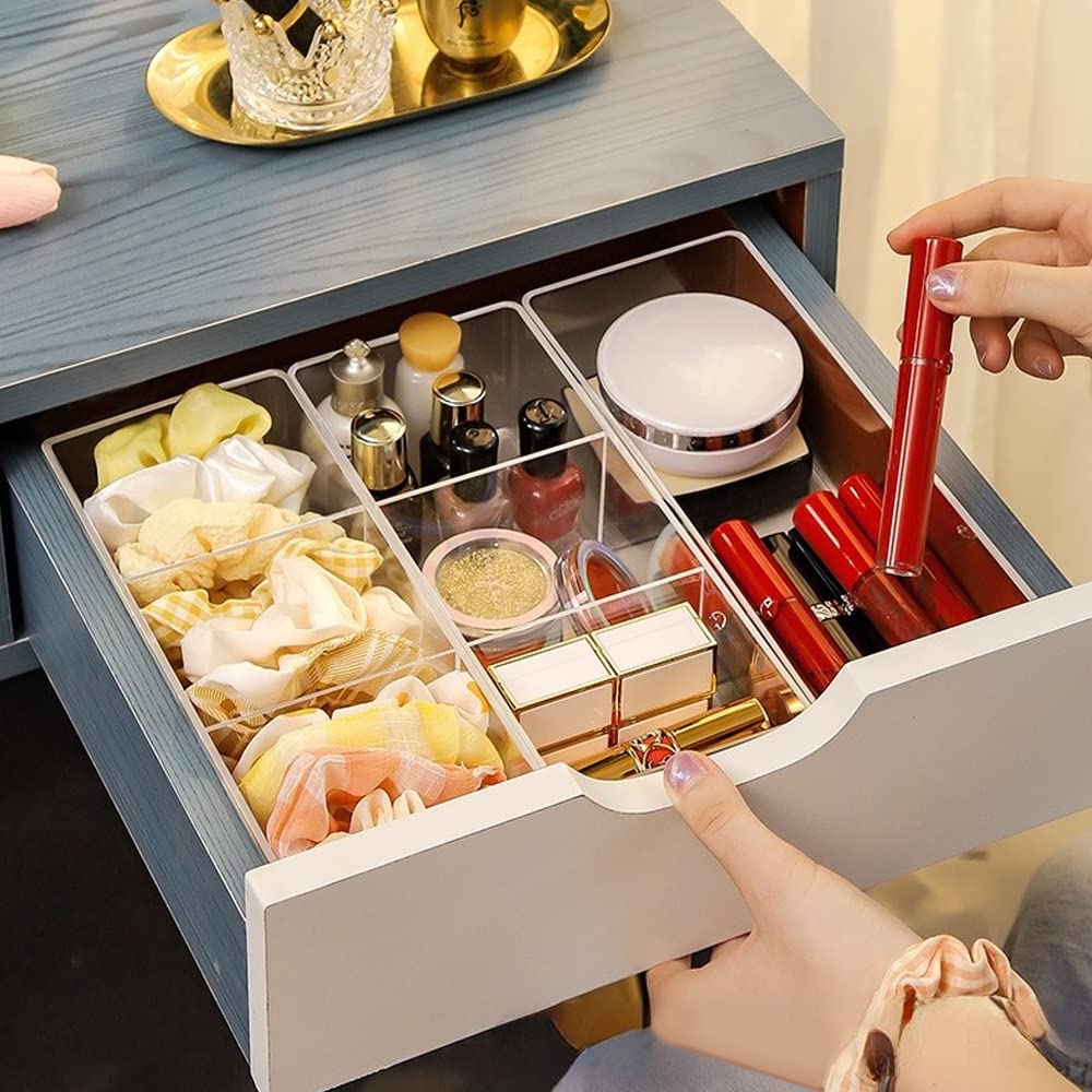 3-Layer Clear Acrylic Drawer Organizer - Detachable Makeup Storage for Vanity, Bathroom & Desk - Perfect for Nail Polish, Eyeshadow Palettes & Cosmetics Organization - Ideal for Home, Office & Travel Use