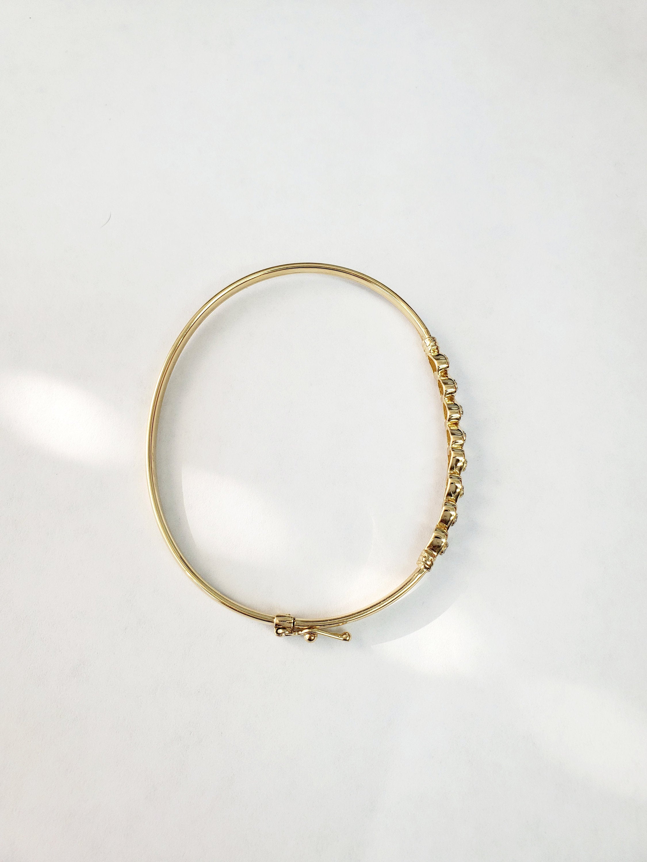 Elegant Heart Shaped Diamond Bangle Bracelet for Women - 14K Gold Plated Cubic Zirconia Jewelry Gift for Anniversary, Valentine's Day & Special Occasions