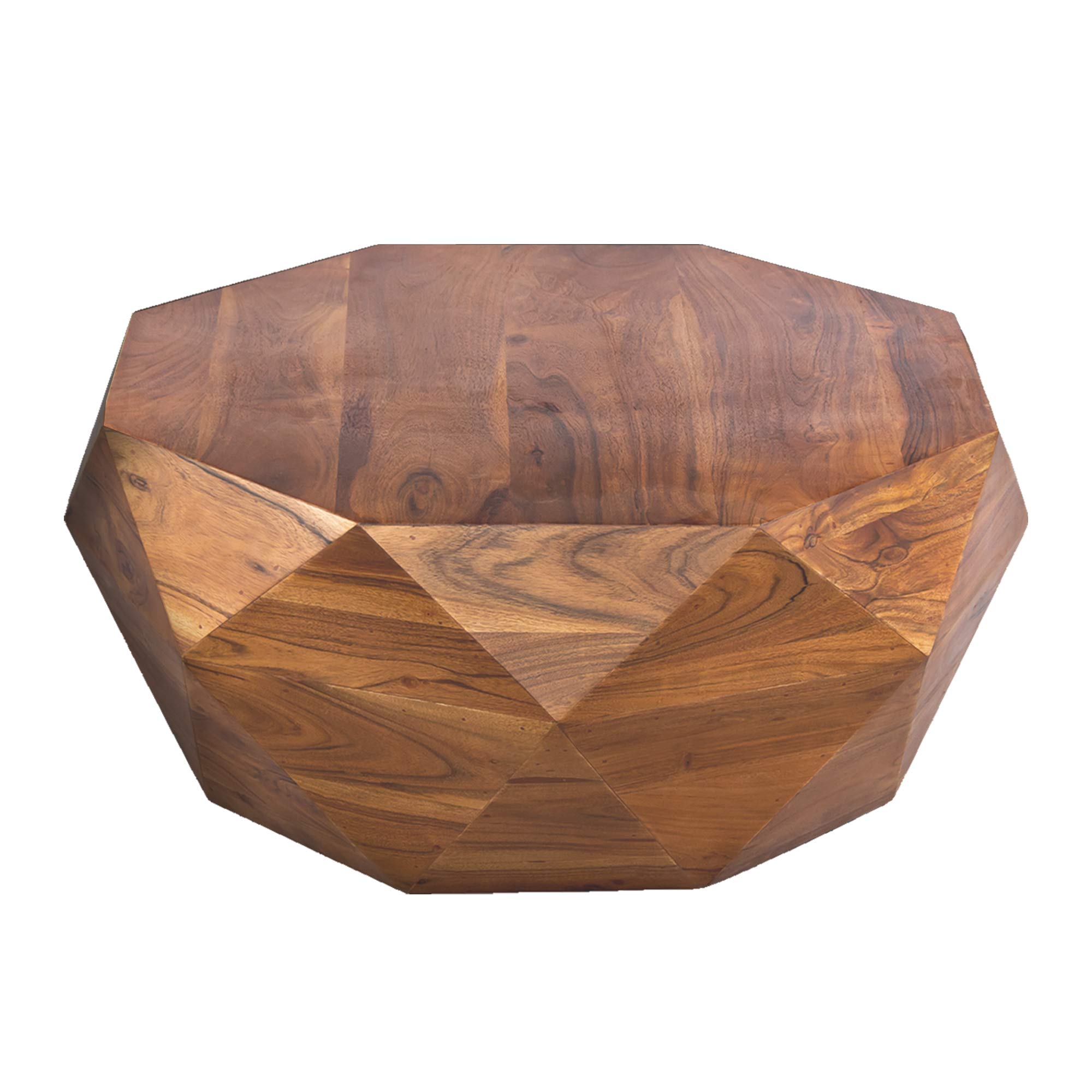 Dark Brown Acacia Wood Coffee Table - Diamond Shape for Living Room