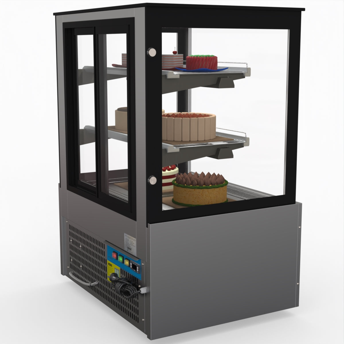 Bonvue SG090FA Commercial Refrigerated Food Display Case - Dual Glass Door Merchandiser for Deli, Bakery & Grocery Store Use