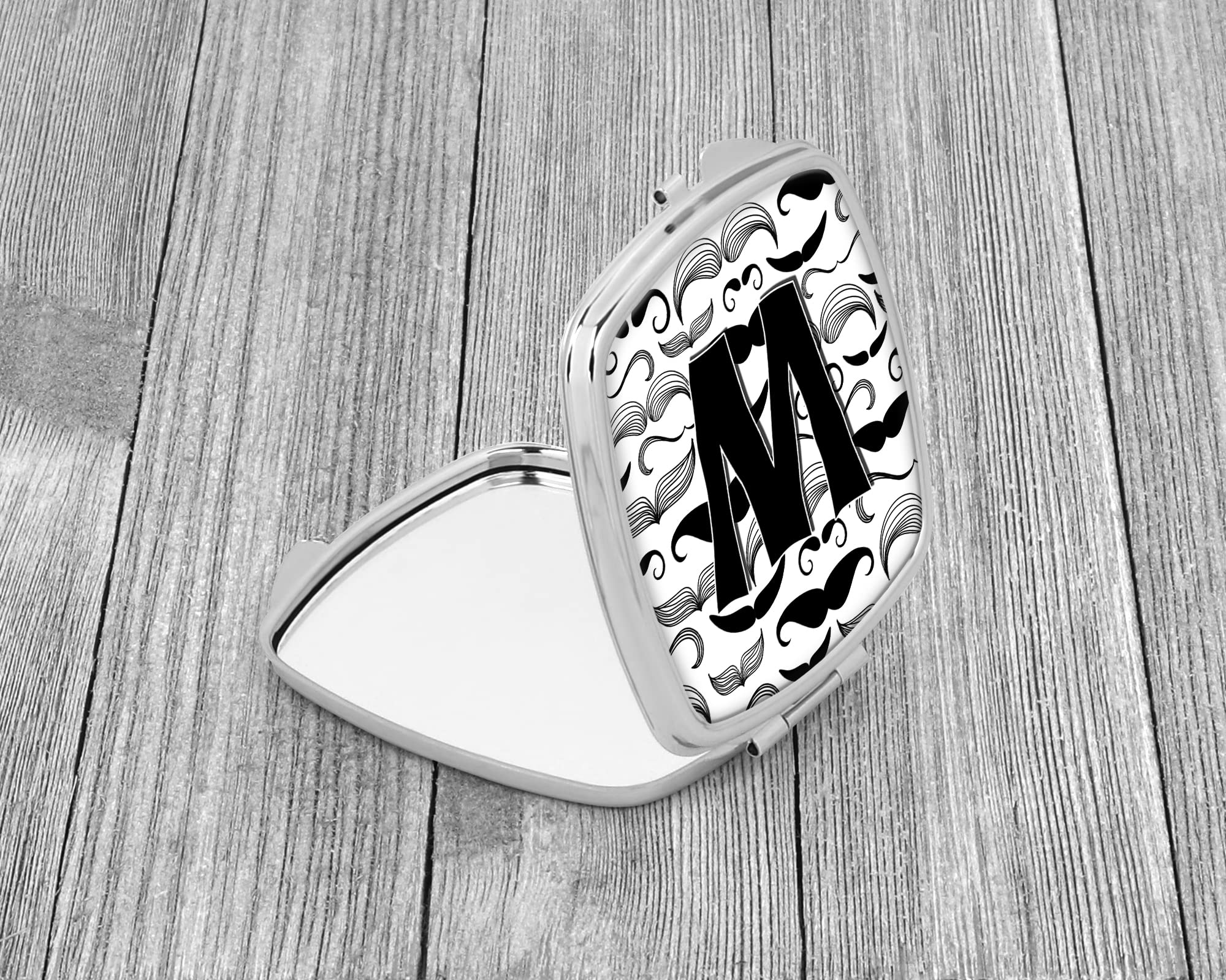 Caroline's Treasures CJ2009-WSCM Letter W Mustache Compact Mirror - Elegant Travel Makeup Mirror for Women & Girls, Perfect Gift Idea, Portable Folding Handheld Mirror for Home, Purse & Travel