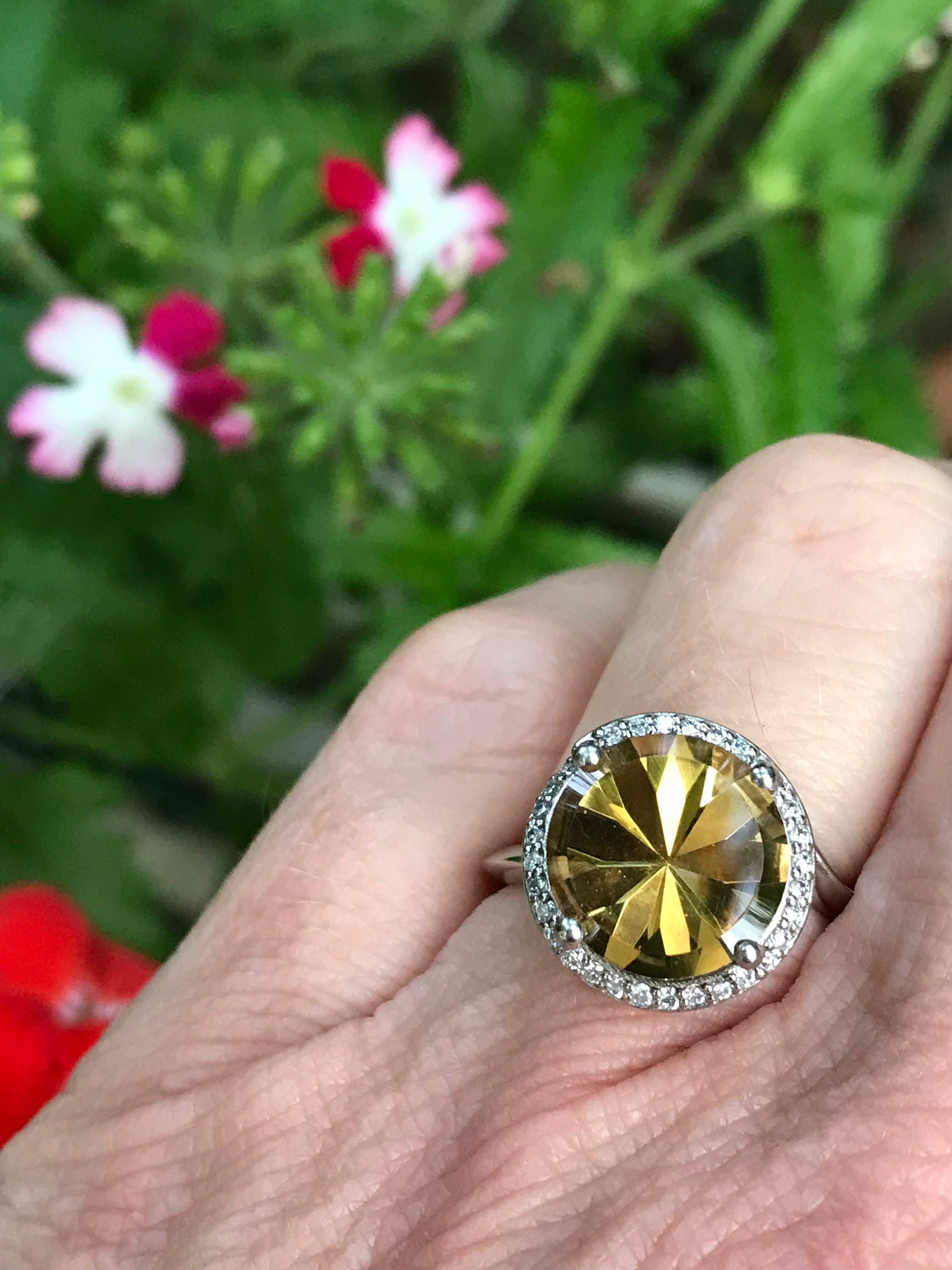 3.83ct Citrine & Diamond Palladium Ring Set - Elegant Wedding, Engagement & Anniversary Jewelry Gift for Women