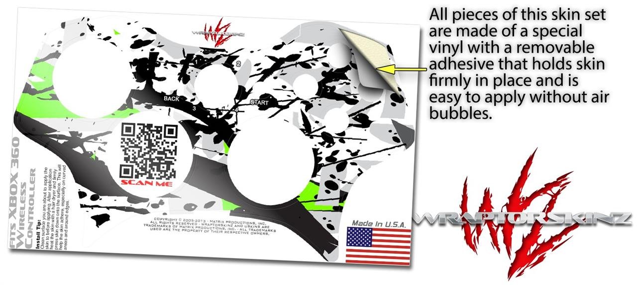 Xbox 360 Controller Skin - WraptorSkinz Baja Lime Green Decal for Gaming Protection