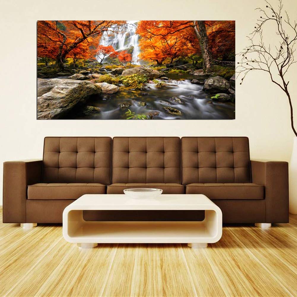 ZENDA Waterfall Wall Art - Framed River Landscape Painting for Home Decor, Living Room & Bedroom - Ready to Hang - Perfect for Nature Lovers & Relaxation Spaces