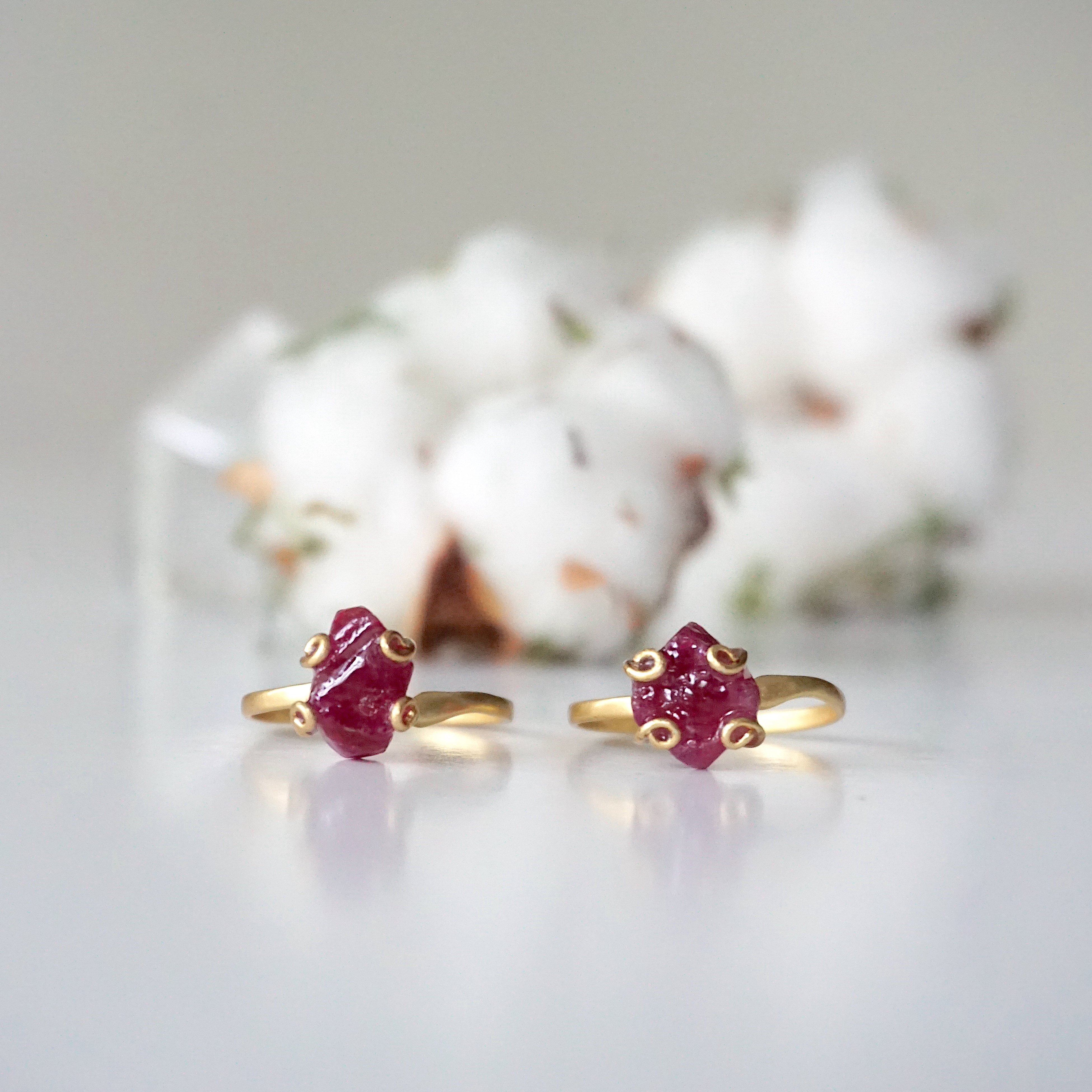 14K Gold Filled Raw Pink Ruby Ring - Elegant Handmade Jewelry for Women, Perfect for Weddings, Anniversaries & Special Occasions