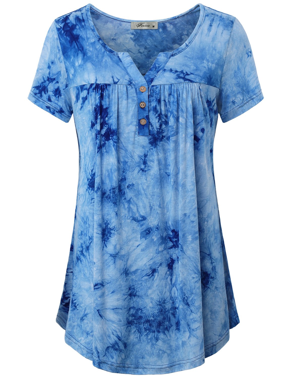 Women's Flowy Notch Neck Short Sleeve Casual Tunic Top - Comfortable Summer Blouse for Work, Travel & Everyday Wear