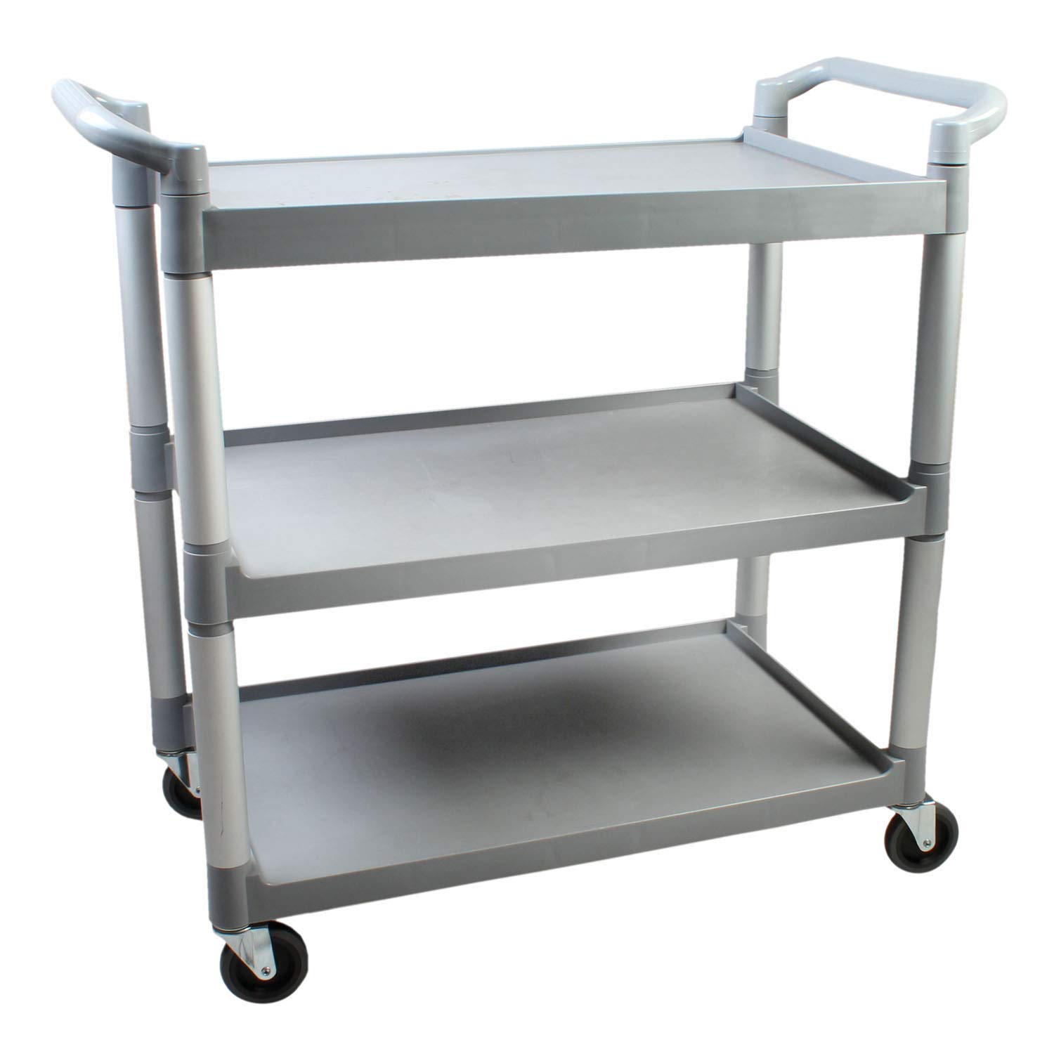 Thunder Group PLBC4019G Commercial Bus Cart - 3-Tier Gray Plastic Utility Cart with 176 lb Capacity, 40.5