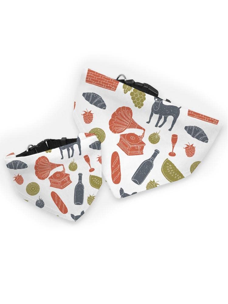 Hand Drawn Seamless Picnic Bandana for Dogs - Perfect for Outdoor Adventures, Beach Trips, and Pet Photo Shoots