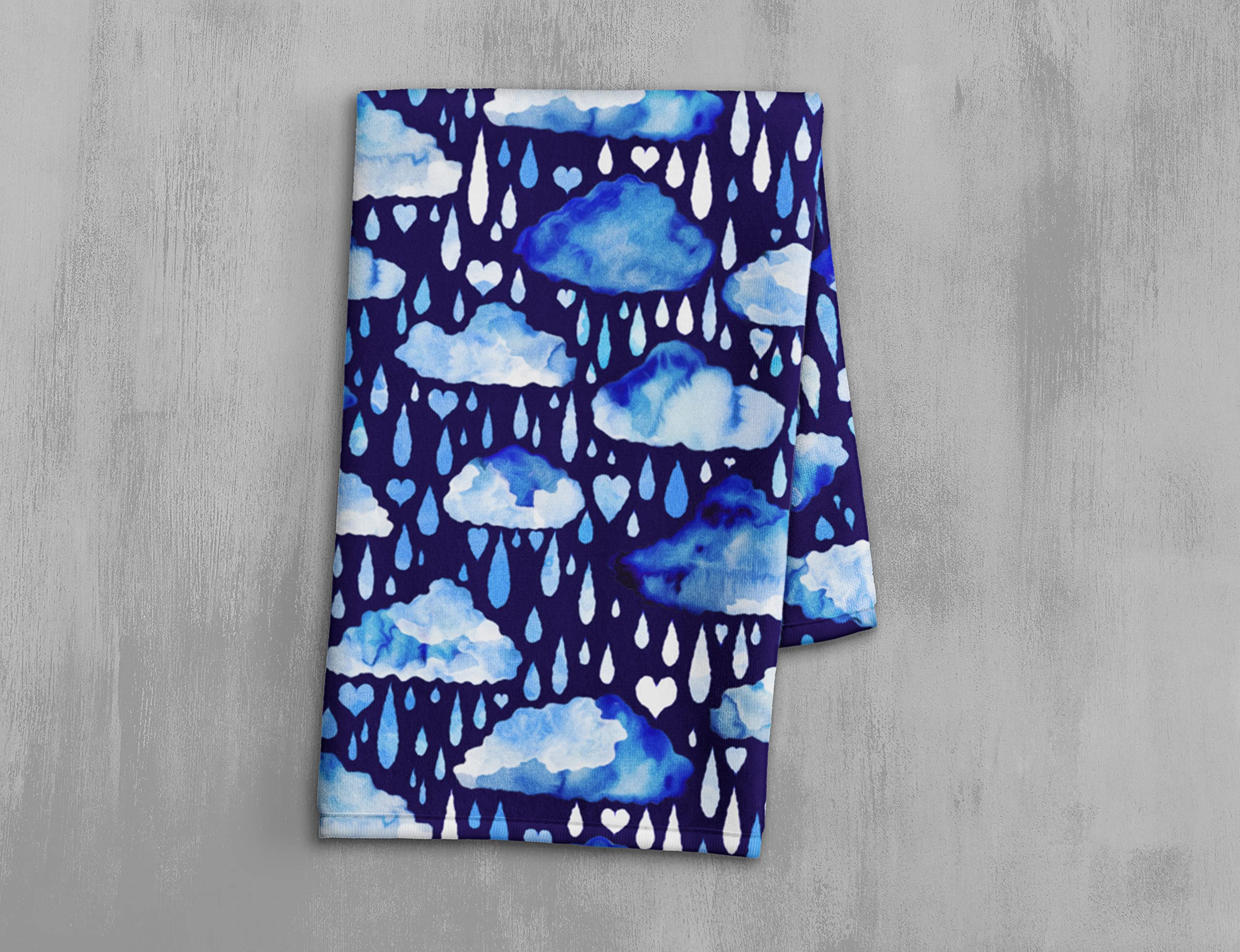 Blue Clouds and Rain Cotton Terry Hand Towel - 15