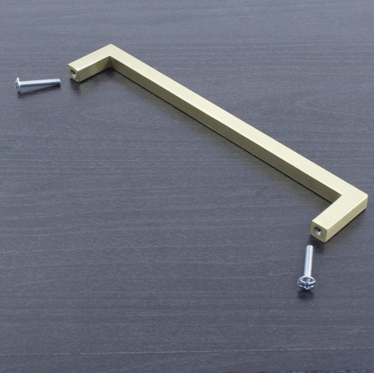 10 Pack Brushed Brass Square Cabinet Pulls - 7 9/16