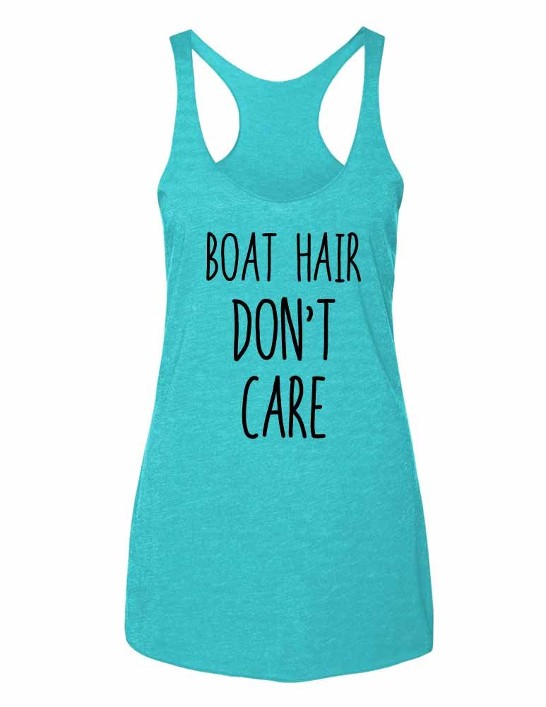 Boat Hair Don't Care - Soft Tri-Blend Racerback Tank Top for Women | Comfortable Summer Beachwear, Yoga & Casual Outfit