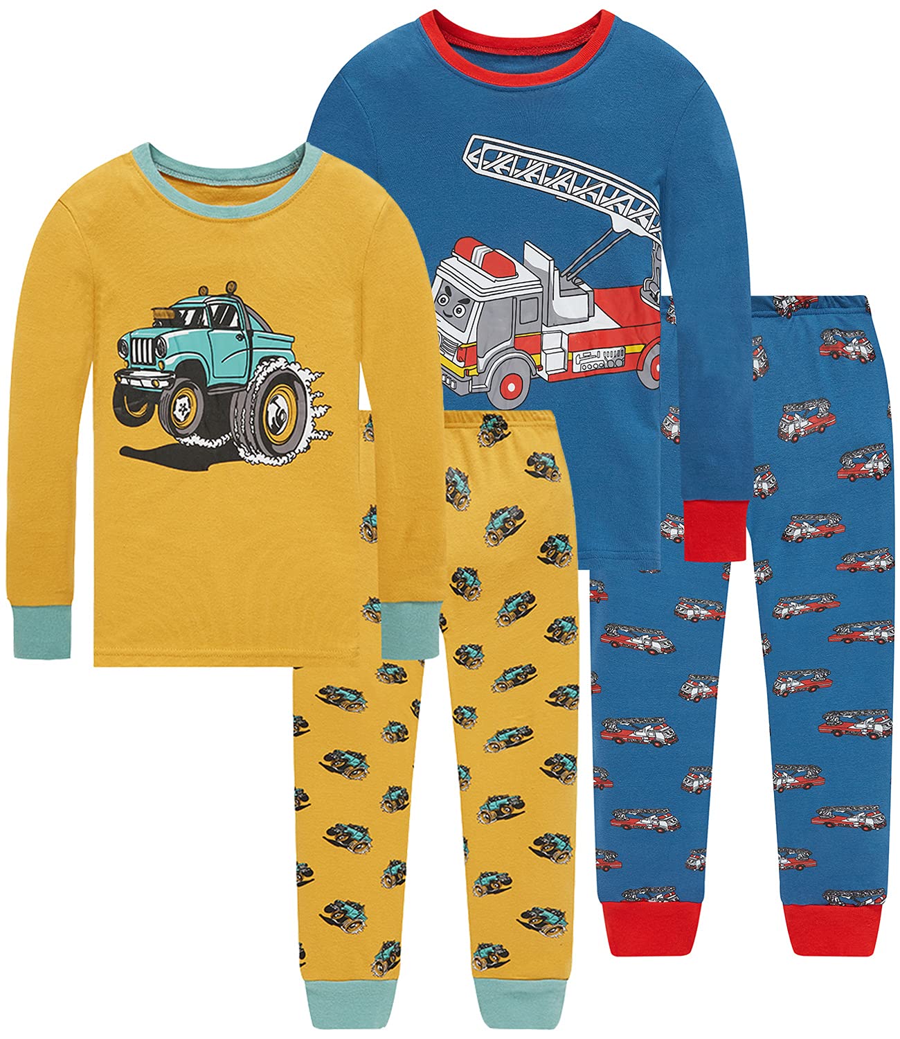Boys Cotton Pajamas 4-Piece Set - Toddler Sleepwear for Comfortable Nights
