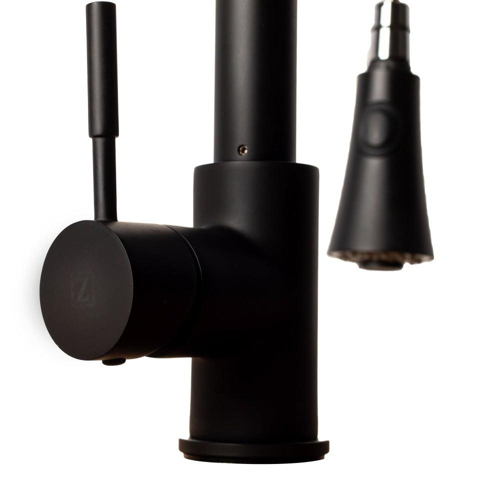 ZLINE Edison Pull Down Single Handle Matte Black Kitchen Faucet - Modern Brushed Nickel Finish for Farmhouse & Commercial Style Sinks (EDS KF MB) | Perfect for Home Kitchen Remodeling & Restaurant Use