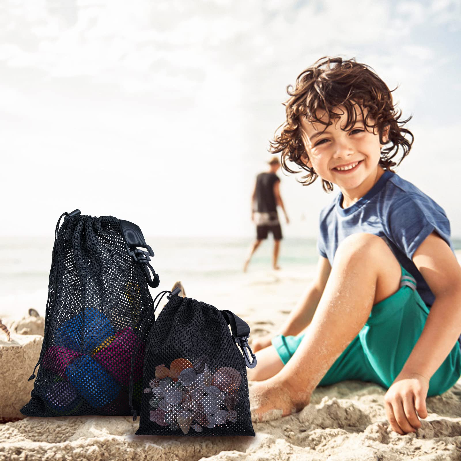 20 Pack Mesh Drawstring Bags with Clips - Durable Nylon Storage Pouches for Toys, Sports Gear & Outdoor Activities (5.9x7.9 Inch) - Perfect for Organizing Kids' Toys, Gym Equipment & Camping Essentials