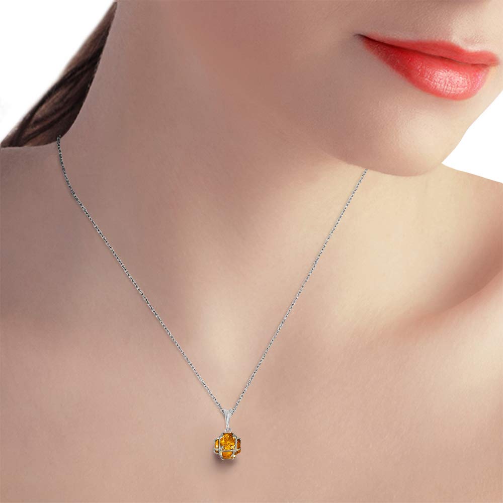 14K Solid White Gold Necklace with 2.8 Carat Natural Citrine Gemstone - Elegant Galaxy Gold GG Pendant for Women, Perfect for Weddings, Anniversaries & Special Occasions